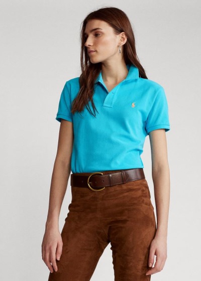 Camisa Polo Polo Ralph Lauren Mujer Azules - Classic Fit Mesh - VGRYD3156